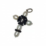 Tahitian & Freshwater Pearl Sterling Silver Cross Pendant