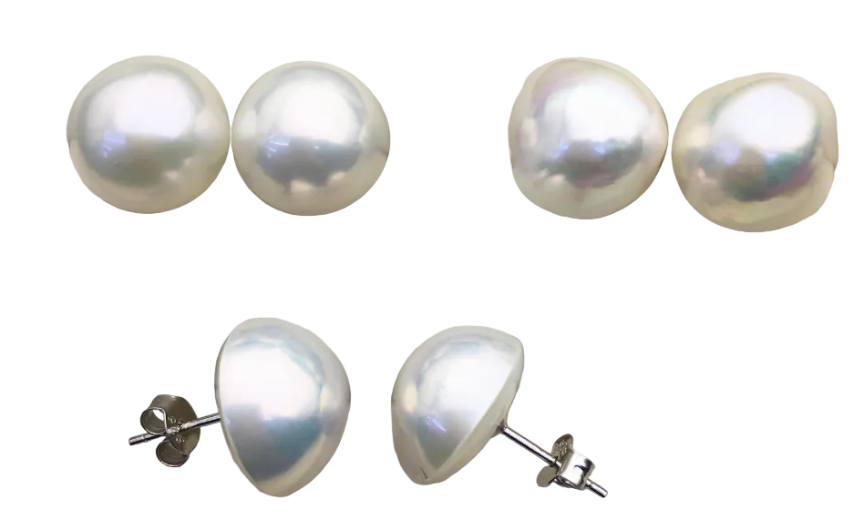 Pearl earrings on a white background