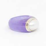 Purple Jade & White Mabe Pearl Ring