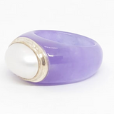 Purple Jade & White Mabe Pearl Ring